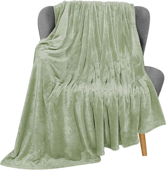 Picture of Utopia Bedding Fleece Blanket Throw Size Sage Green 300GSM Luxury Anti-Static Fuzzy Soft Microfiber Blanket for Couch, Sofa and Bed (60x50 Inch)