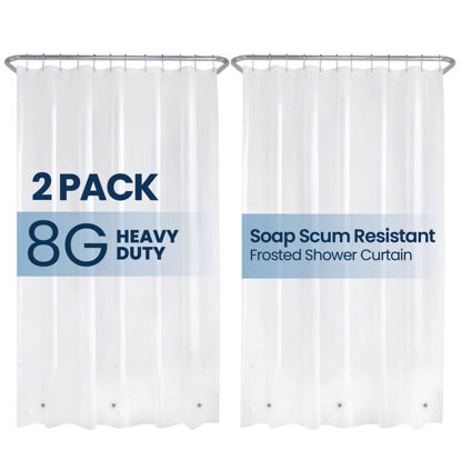 Picture of LiBa Shower Curtain - Waterproof Plastic Shower Curtain Premium PEVA Non-Toxic with Rust Proof Grommets Frosted 8G Heavy Frosted Duty Bathroom Accessories 72x72 2 Pack
