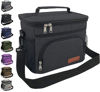 Picture of ExtraCharm Insulated Lunch Bag for Women/Men - Reusable Lunch Box for Office Picnic Hiking Beach - Leakproof Cooler Tote Bag Organizer with Adjustable Shoulder Strap for Adults - Black