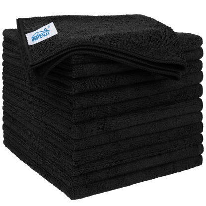 Picture of HOMEXCEL Microfiber Cleaning Cloths 12 Pack, Premium 16 x 16 inch Microfiber Towel for Cars, Ultra Absorbent Car Washing Cloth, Lint Free Streak Free Wash Cloths for Car, Kitchen, and Window, Black