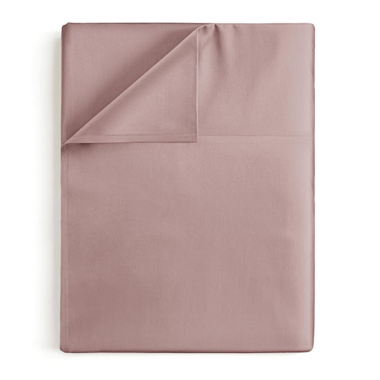 Picture of Twin Size Flat Bed Sheet - Comfortable, Breathable & Cooling Top Sheet - Hotel Luxury, Fade Resistant Flat Bed Sheet - Extra Soft & Comfy - Easy Care, Wrinkle Free - Mauve Flat Bed Sheet Only