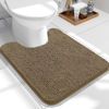 Picture of OLANLY Toilet Rugs U-Shaped 24x20, Extra Soft Absorbent Chenille Contour Bathroom Rugs for Toilet, Dry Quickly, Machine Washable, Non-Slip Toilet Bath Mat, Tan