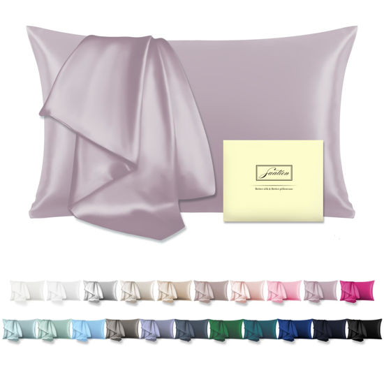 Picture of Mulberry Silk Pillow Cases for Hair and Skin Queen Size Silk Pillowcase with Zipper Soft Breathable Smooth Cooling Satin Silk Pillow Covers for Sleeping (Lavender,20"X 30",1Pcs)