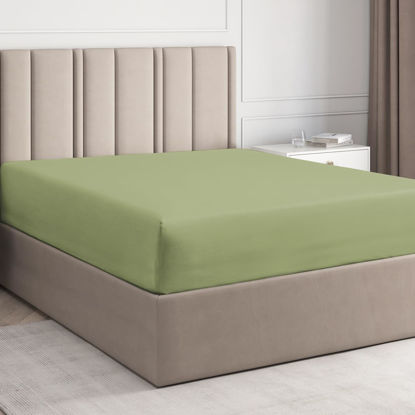 Picture of King Size Fitted Bed Sheet - Hotel Luxury Single Fitted Sheet Only - Fits Mattress Up To 16" - Soft, Wrinkle Free, Breathable Sheet for Women, Men, Kids & Teens - Light Olive Green Single Fitted Sheet