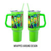 Picture of Silver Buffalo Teenage Mutant Ninja Turtles TMNT Turtle Power Featuring Stainless Steel Tumbler with Handle and Straw, Fits in Standard Cup Holder, 40 Ounces