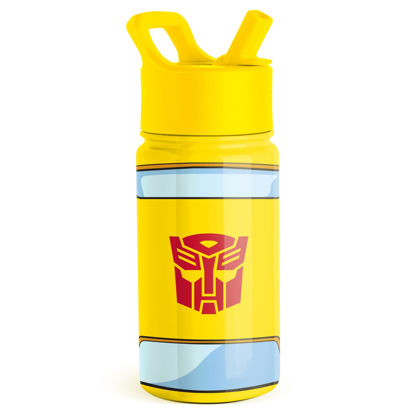 Picture of Simple Modern Transformers Kids Water Bottle with Straw Lid | Reusable Insulated Stainless Steel Cup for Toddlers, School | Summit Collection | 14oz, Transformer Bumble Bee