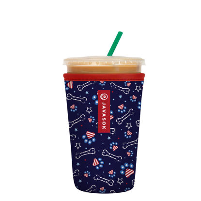 Picture of Sok It Java Sok Iced Coffee & Cold Soda Insulated Neoprene Cup Sleeve (Patriotic Paws, Medium: 22-28oz)