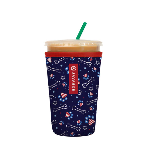 Picture of Sok It Java Sok Iced Coffee & Cold Soda Insulated Neoprene Cup Sleeve (Patriotic Paws, Medium: 22-28oz)