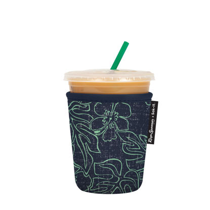 Picture of Sok It Java Sok Iced Coffee & Cold Soda Insulated Neoprene Cup Sleeve (Reyn Spooner Monstera Ink, Small: 16-20oz)