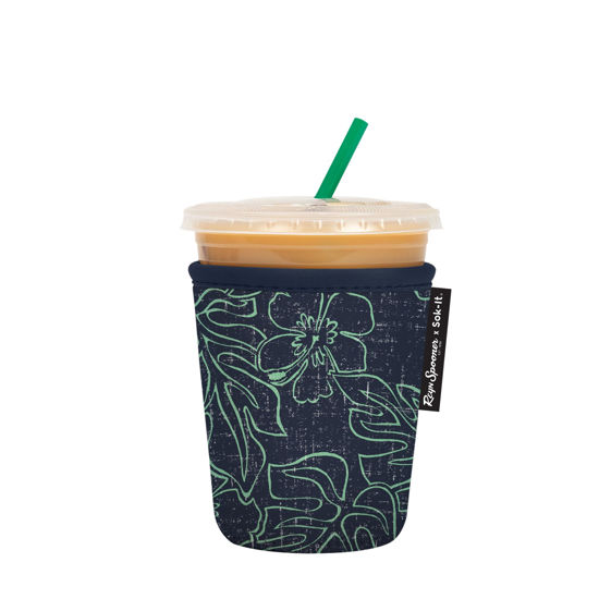Picture of Sok It Java Sok Iced Coffee & Cold Soda Insulated Neoprene Cup Sleeve (Reyn Spooner Monstera Ink, Small: 16-20oz)