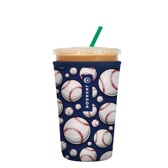 Picture of Sok It Java Sok Iced Coffee & Cold Soda Insulated Neoprene Cup Sleeve (Play Ball, Medium: 22-28oz)