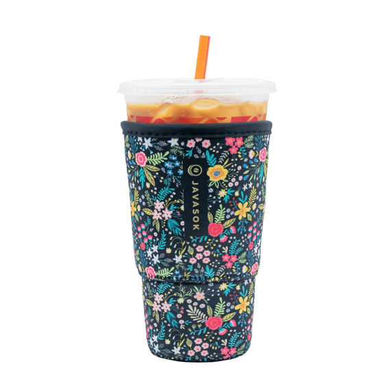 Picture of Sok It Java Sok Iced Coffee & Cold Soda Insulated Neoprene Cup Sleeve (English Garden Picnic, Large: 30-32oz)