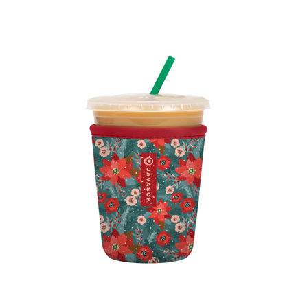 Picture of Sok It Java Sok Iced Coffee & Cold Soda Insulated Neoprene Cup Sleeve (Pastel Poinsettias, Small: 16-20oz)