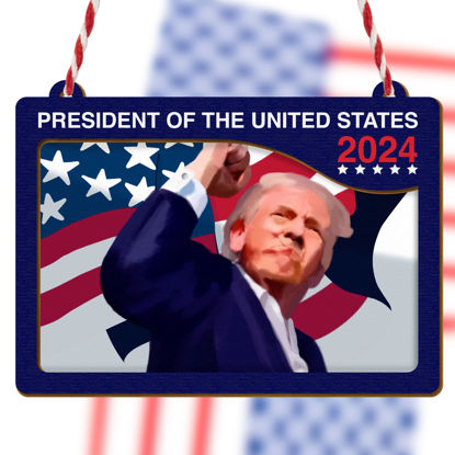 Picture of Trump Christmas Ornaments 2024, Funny Donald Trump Christmas Ornament, 47 Presidental Celebration Ornament, Patriotic Xmas Gift, Patriotic Christmas Decorations Ornament (Rectangle)