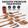 Picture of Zulay Kitchen 15-Piece Teak Wooden Utensils for Cooking - Natural Teak Utensil Set with Premium Gift Box - Non-Stick Wooden Spoons for Cooking - Kitchen Gift Set - Comfortable Grip Wooden Utensil Set