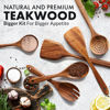 Picture of Zulay Kitchen Extra-Large 6-Piece Wooden Spoon Set for Cooking - Smooth Teak Wooden Utensils - Comfort-Grip Non-Stick Wooden Cooking Spoons - Large Wooden Turner, Spatula, Skimmer, Fork, Serving Spoon