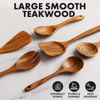 Picture of Zulay Kitchen Extra-Large 6-Piece Wooden Spoon Set for Cooking - Smooth Teak Wooden Utensils - Comfort-Grip Non-Stick Wooden Cooking Spoons - Large Wooden Turner, Spatula, Skimmer, Fork, Serving Spoon