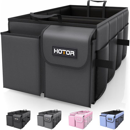 Picture of HOTOR Trunk Organizer for Car - Car Organizer, Foldable Trunk organizer for SUVs & Sedans, Sturdy Car Organization for Car Accessories, Tools, Sundries, Black, 2 Compartments, 23.6"×14.2"×10.6"