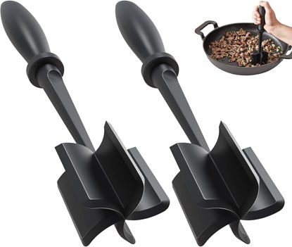 Picture of 2 Pcs Meat Chopper, Upgrade Hamburger Chopper, Premium Heat Resistant Meat Masher for Hamburger Meat, Ground Beef Smasher, Nylon Meat Smasher Tool, Non Stick Mix Chopper, Hamburger Smasher Safe
