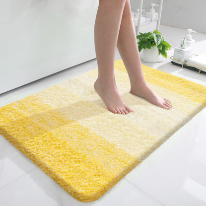 Picture of OLANLY Bathroom Rug Mat 36x24, Extra Soft and Absorbent Microfiber Bath Rugs, Non-Slip Plush Shaggy Bath Carpet, Machine Wash Dry, Bath Mats for Bathroom Floor, Tub and Shower, Yellow