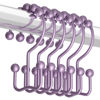 Picture of Titanker Shower Curtain Hooks Rings, Rust-Resistant Metal Double Glide Shower Hooks for Bathroom Shower Rods Curtains, Set of 12 Hooks - Purplish-Gray
