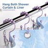 Picture of Titanker Shower Curtain Hooks Rings, Rust-Resistant Metal Double Glide Shower Hooks for Bathroom Shower Rods Curtains, Set of 12 Hooks - Purplish-Gray