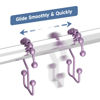 Picture of Titanker Shower Curtain Hooks Rings, Rust-Resistant Metal Double Glide Shower Hooks for Bathroom Shower Rods Curtains, Set of 12 Hooks - Purplish-Gray
