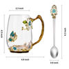 Picture of OEAGO Birthday Gifts for Women Mom Glass Coffee Enamels Mug Best Mothers Day Butterfly Gifts for Her from Daughter Son Lead-Free Christmas Tea Cup with Spoon Sets