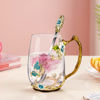 Picture of OEAGO Birthday Gifts for Women Mom Glass Coffee Enamels Mug Best Mothers Day Butterfly Gifts for Her from Daughter Son Lead-Free Christmas Tea Cup with Spoon Sets