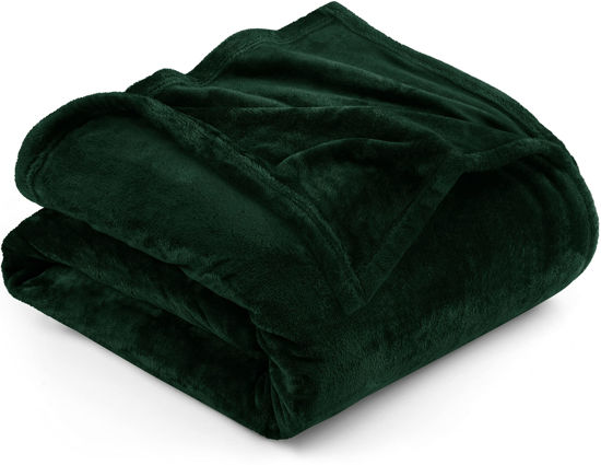 Picture of Utopia Bedding Fleece Blanket King Size Forest Green 300GSM Luxury Bed Blanket Anti-Static Fuzzy Soft Blanket Microfiber (90x102 Inches)