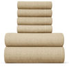 Picture of Queen 6 Piece Sheet Set - Breathable & Cooling Sheets - Hotel Luxury Sheets - 1 Flat Sheet, 1 Fitted Sheet & 4 Pillowcases - Deep Pocket - Easy Fit, Soft & Wrinkle Free - Queen Heathered Tan Sheets