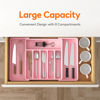 Picture of Lifewit Silverware Drawer Organizer, Expandable Utensil Tray for Kitchen, BPA Free Flatware and Cutlery Holder, Adjustable Plastic Storage for Spoons Forks Knives, Large, Pink