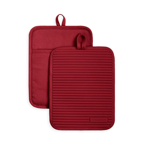Picture of KitchenAid Ribbed Soft Silicone Pot Holder Set, Smoked Paprika 7"x9"