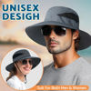 Picture of PFFY Sun Bucket Hat for Men Women 3” Wide Brim UPF 50+ Fishing & Beach Hats Grey