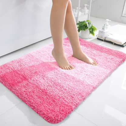 Picture of OLANLY Bathroom Rug Mat 36x24, Extra Soft and Absorbent Microfiber Bath Rugs, Non-Slip Plush Shaggy Bath Carpet, Machine Wash Dry, Bath Mats for Bathroom Floor, Tub and Shower, Pink