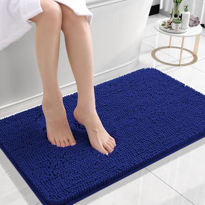 Picture of OLANLY Bathroom Rugs 24x16, Extra Soft Absorbent Chenille Bath Rugs, Rubber Backing Quick Dry, Machine Washable Bath Mats for Bathroom Floor, Tub and Shower, Home Decor Accessories, Royal Blue