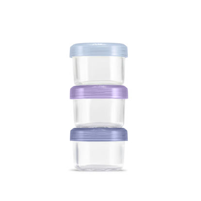 Picture of Ello Color Lock 3-Pack 4oz Reusable Glass Condiment Containers with Screw-on Leak-Proof Lid, Perfect for Salad Dressing Sauce Dips, Lunchbox Picnic, BPA-Free, Purple Rain