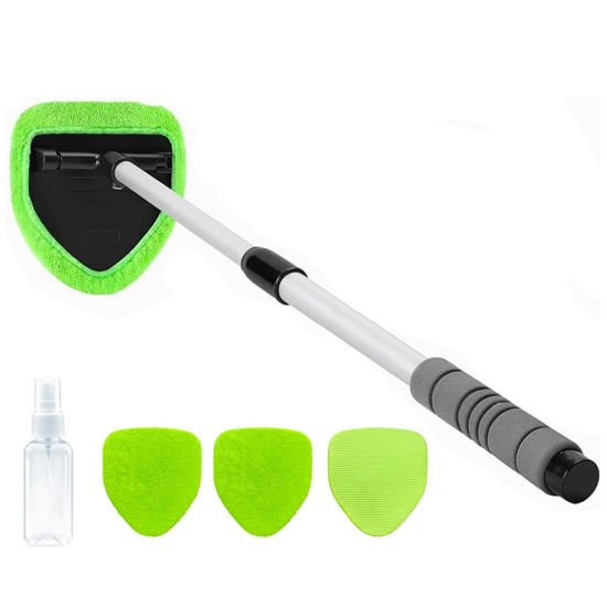 Picture of XINDELL 29-Inch Windshield Cleaner Tool - Portable Car Interior Cleaning Kit with Extendable Handle, 4 Microfiber Towel Pads, Auto Glass Wiper for Windshield, Trucks, SUVs, RVs, and Home Windows