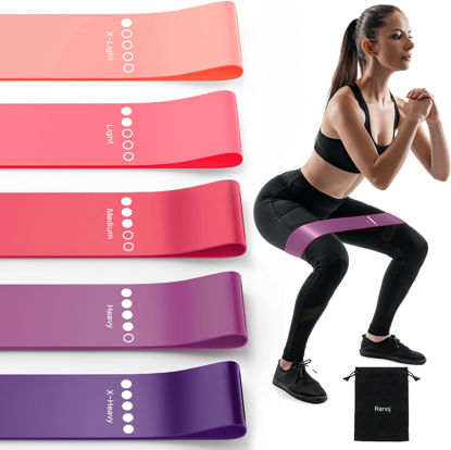 Picture of Renoj Resistance Bands for Working Out, Elastic Exercice Loop Bands for Physical Therapy, 5 Set of Stretch Bands for Booty Legs, with Instruction Manual and Carry Bag