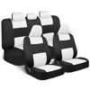 Picture of BDK PolyPro Car Seat Covers Full Set in White on Black, Front and Rear Split Bench Seat Covers for Cars, Easy to Install Car Seat Cover Set, Car Accessories for Auto Trucks Van SUV - White