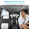 Picture of BDK PolyPro Car Seat Covers Full Set in White on Black, Front and Rear Split Bench Seat Covers for Cars, Easy to Install Car Seat Cover Set, Car Accessories for Auto Trucks Van SUV - White
