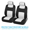 Picture of BDK PolyPro Car Seat Covers Full Set in White on Black, Front and Rear Split Bench Seat Covers for Cars, Easy to Install Car Seat Cover Set, Car Accessories for Auto Trucks Van SUV - White