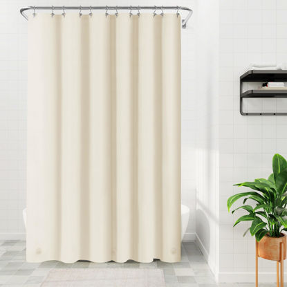 Picture of Barossa Design Extra Long Beige Shower Curtain Liner with 3 Magnets - 72" x 84" XL, Waterproof PEVA Lightweight Shower Liner for Bathroom, PVC Free, Metal Grommets - Beige, 72x84