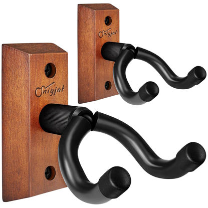 Picture of SNIGJAT Guitar Wall Mount 2 Pack, Guitar Wall Hanger, Guitar Hanger Wall Hook Holder Stand with Screws, Hardwood Guitar Wall Mount Hanger for Acoustic Guitar, Electric Guitar, Banjo, Bass, Mandolin