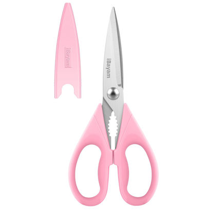 Picture of Valentines Day Gifts for Women Mom Wife Her, iBayam All Purpose Kitchen Shears 8.5" Cooking Scissors with Sheath, Pink Kitchen Accessories Household Appliances Home Essentials Kitchen Gadgets Utensils