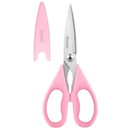 Picture of Valentines Day Gifts for Women Mom Wife Her, iBayam All Purpose Kitchen Shears 8.5" Cooking Scissors with Sheath, Pink Kitchen Accessories Household Appliances Home Essentials Kitchen Gadgets Utensils