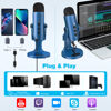 Picture of ZealSound USB Microphone,Condenser Gaming Mic for Phone/Laptop/PC/PS4/5/Computer,Microphone with Gain Knob,LED Mute,Monitor Volume Adjustment,Stand Base for Streaming, Podcast, Studio Recording (Blue)