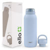Picture of Ello Cooper 40oz Stainless Steel Water Bottle with 2 Lids Chug and Straw | Leak Proof | Double Walled and Vacuum Insulated | Built in Carry Loop | Dishwasher Safe | Halogen Blue