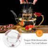 Picture of Enamel Glass Flower Tea Pot With Removable Loose Tea Leaf Infuser Tea Maker Teapot Set 30.4OZ Gifts for Women,Mom,Birthday
