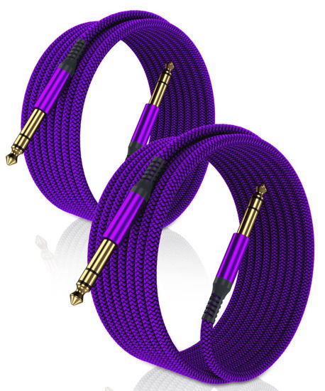 Picture of Elebase 1/4 Inch TRS Instrument Cable 20ft 2-Pack,Straight 6.35mm Male Jack Stereo Audio Interconnect Cord,6.35 mm Balanced Line for Electric Guitar,Bass,Keyboard,Mixer,Amplifier,Amp,Speaker,Equalizer